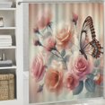 thumbnail image 5 of Shangniulu Modern Style Printed Shower Curtain, Butterfly Shower Curtains for Bathroom, Romantic Flower Bathroom Decor Shower Curtains, 5 of 6