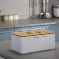 thumbnail image 2 of Bread Bin,Innovative Bread Box Thanks to Carbon Coating,with Integrated Ventilation Holes,Including Bamboo Lid White, 2 of 7