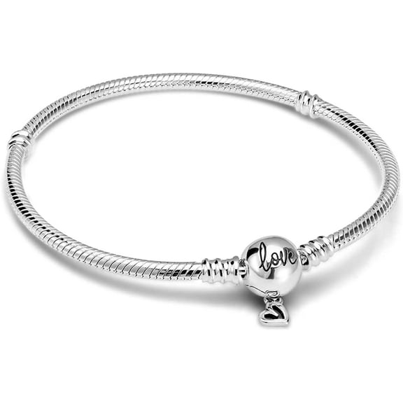 Charm Bracelet For Woman 925 Sterling Silver Basic heart clasp Iconic Moments Snake Chain Bracelet Gift for Girls Men Mother Daughter