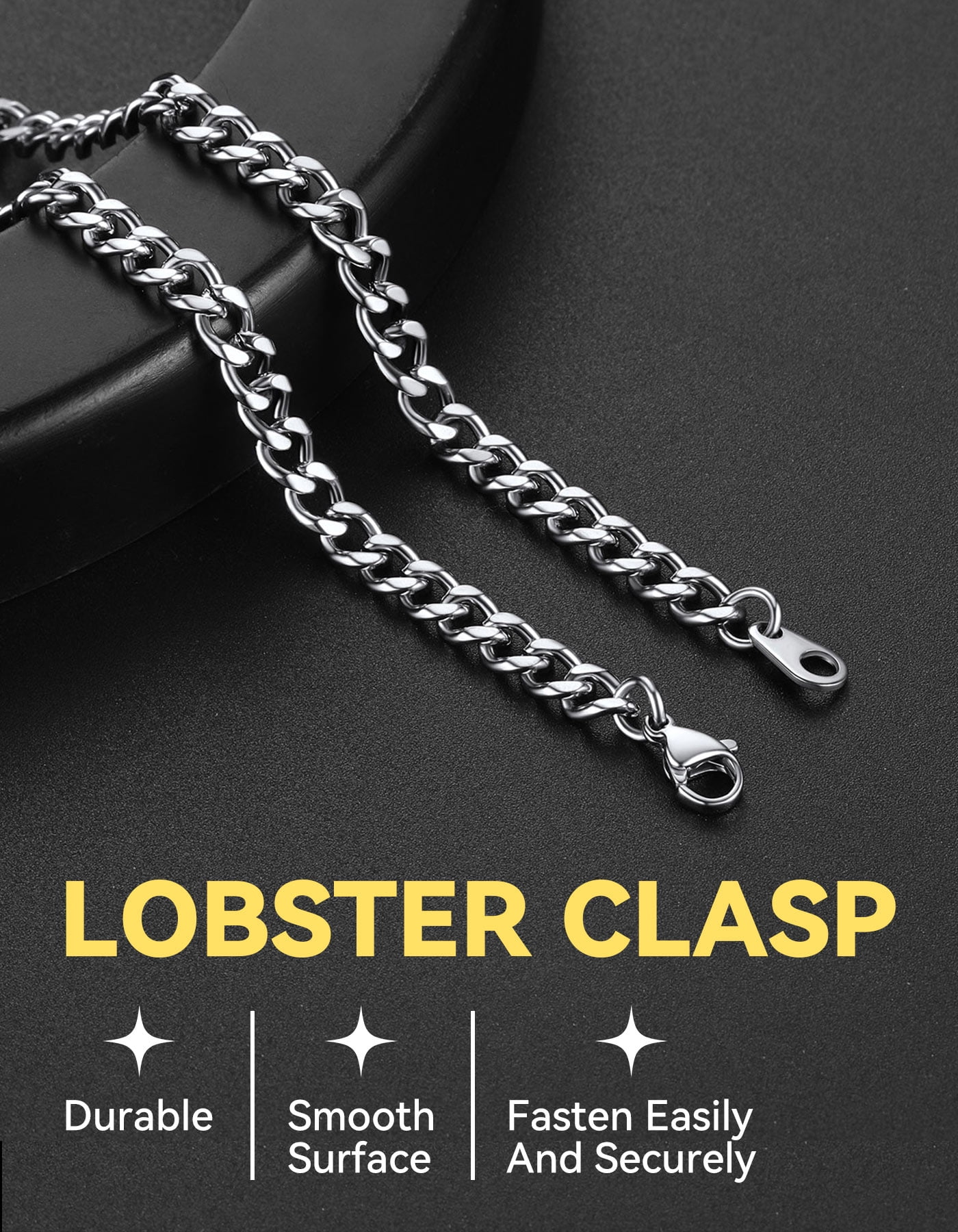 ChainsHouse 4MM Stainless Steel Cuban Link Chain Necklace for Women Men Durable Silver Chains for Father's Day Christmas Valentines Jewelry Gift,22''