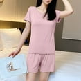 thumbnail image 2 of Besolor Womens Pajamas Sets with Built in Bra Short Sleeve Tops with Shorts 2 Piece Loungewear Sets Sleepwear, 2 of 9