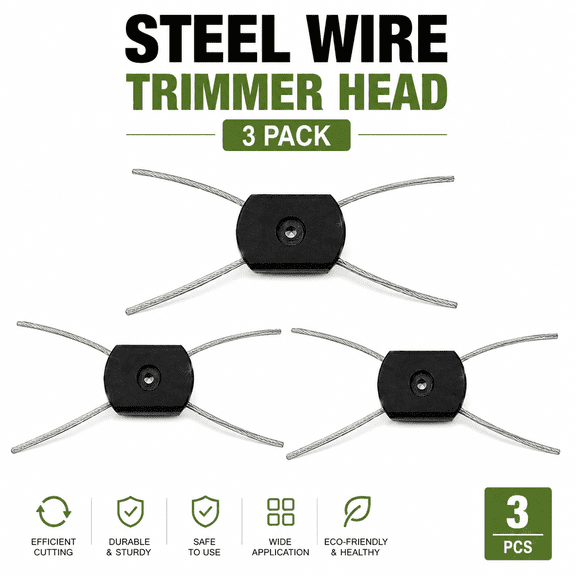 3pcs Universal Steel Wire Weed Trimmer Head Replacement, Heavy-Duty Twisted Steel Wire Brush for 21V Cordless Grass Trimmers, Garden & Lawn Mower Accessory