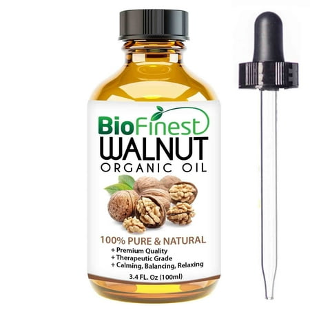 BioFinest Walnut Organic Oil - 100% Pure Cold-Pressed - Best Moisturizer For Hair Growth Scalp Face Skin Wrinkles Scars Eczema - Essential Antioxidant, Vitamin E - FREE E-Book & Dropper (Best Cure For Eczema On Face)