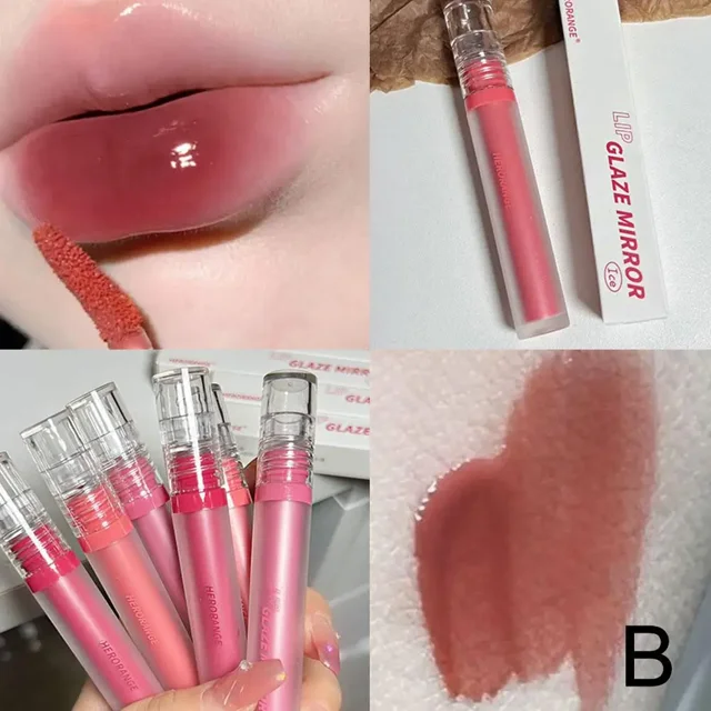 Heallor-pintalabios con efecto espejo, lápiz labial hidratante, 6 colores, maquillaje labial acuoso, té de leche, tinte de labios rojo, cosméticos