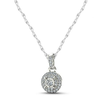 Imperial 1/4ct TW Diamond 10k White Gold Halo Necklace