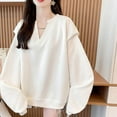 thumbnail image 2 of Sexlip Oversized Sweatshirt for Women Crewneck Long Sleeve Pullover Hoodies Tops Solid Color Fall Fashion Outfits Clothes White XXL, 2 of 9
