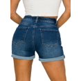 thumbnail image 2 of FashionMille Women Slim Fit High Waist Rolled Hem Stretch Denim Jean Shorts, 2 of 3