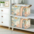 thumbnail image 2 of Yayeee Foldable Storage Basket for Shelves with Handles Set of 2 Waterproof Cloth Bins, Beige Rainbow Clouds, 2 of 7