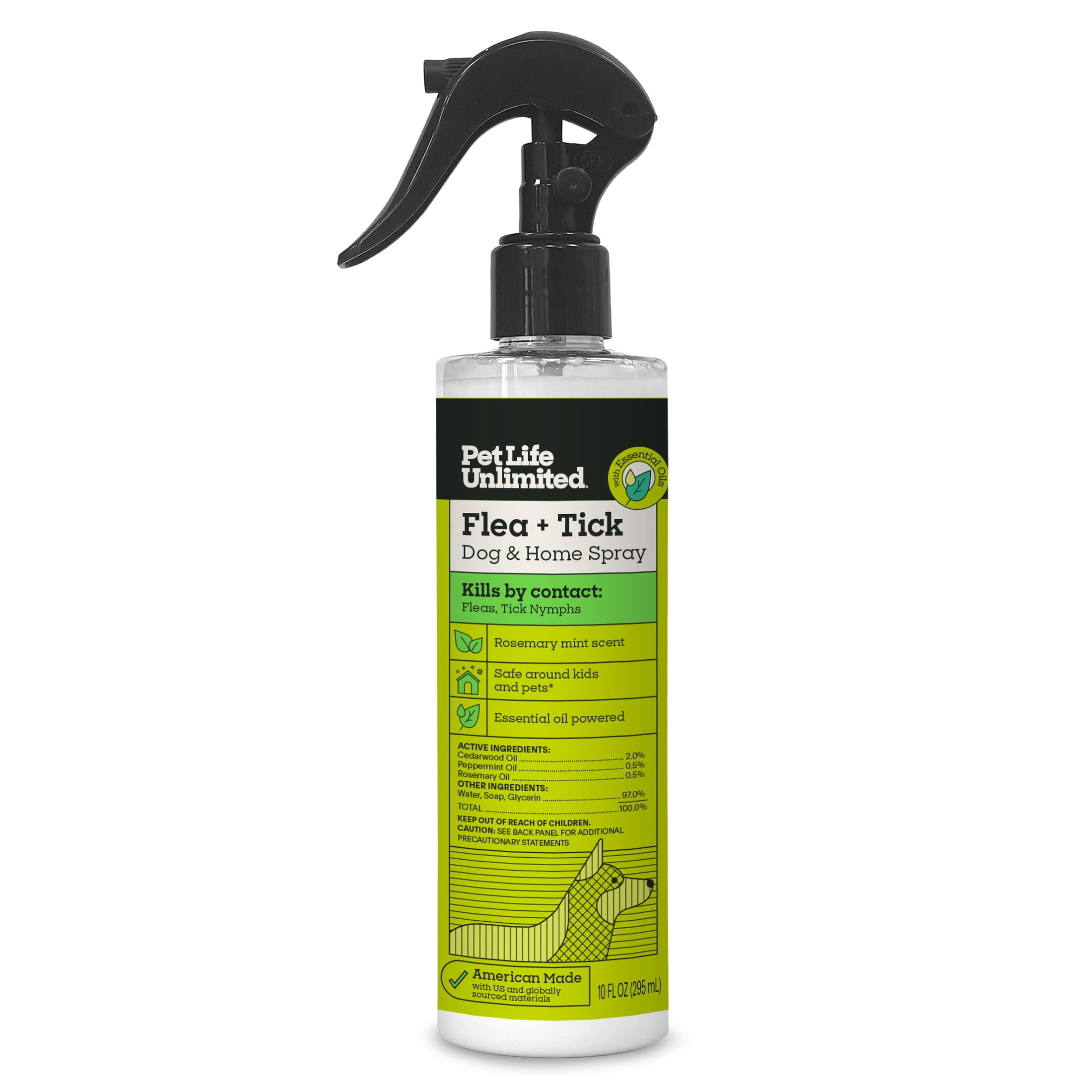 Pet Life Unlimited Rosemary Mint Flea & Tick Spray for Dogs, 10 fl oz