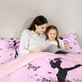 thumbnail image 4 of Castle Fairy Floral Ballet Girl Twin Bedding 7-Piece,Watercolor Butterfly Pattern Bedding Comforter Set,Pink White,Grey Reversible, 4 of 7