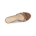 thumbnail image 4 of BLISSFUL STEP Women's Triple Strap Rhinestone Mules Open Toe Stiletto Heel Slide Sandals Brown 11, 4 of 7