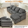 thumbnail image 3 of 118'' Modern 4-Seater Sectional Sofa, Living Room L-Shaped Corduroy Upholstered Sofa, Comfortable Cloud Couch, with Ottoman, 3 of 8