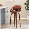 thumbnail image 2 of 30" Walnut + Cognac Swivel Barstool with Bentwood Design for Home Decor and Easy In-Out, 2 of 6