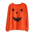 thumbnail image 5 of VILOVE Women Halloween Sweatshirt Pumpkin Face Graphic Pullover Long Sleeve Sweater, 5 of 6