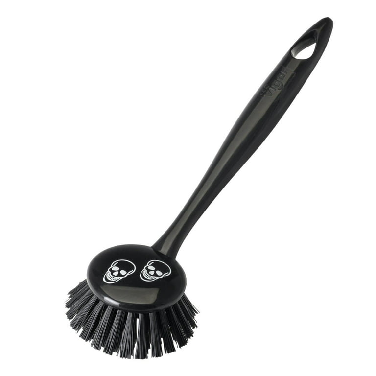 Vigar Jack Skully Black 2pc Palm Brush & Scrub Brush Dishwashing Set
