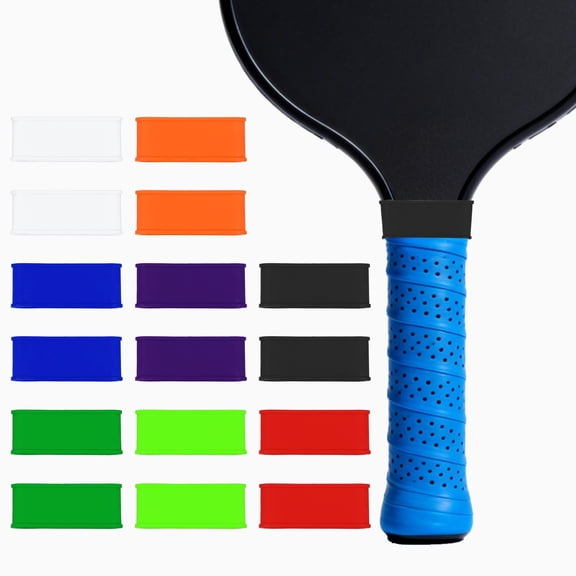 Uxcell Pickleball Paddle Grip Bands, Tennis Racket Grip Tape Grips Bands Handle Silicone Rings for Sports Rackets 16 Pack & 8 Colors-Fitting for (Pickleball/Tennis/Squash/Badminton)