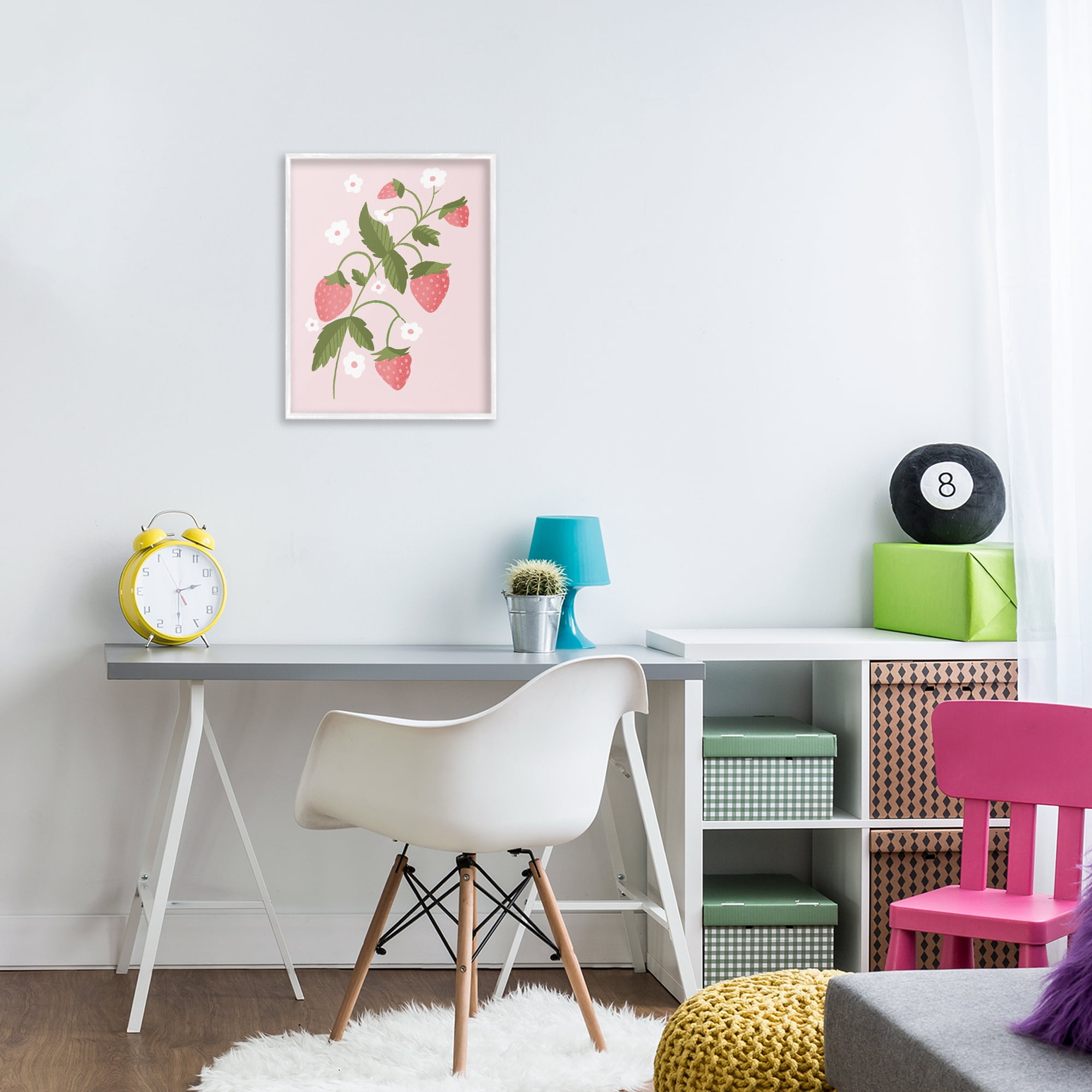 Stupell Industries Pastel Strawberries Branch White Framed Giclee Art, design by Paige Sredenschek
