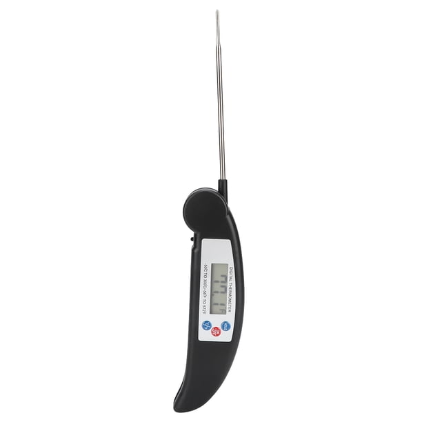 Termómetro digital para barbacoa, plegable, resistente al agua, con pantalla LCD, para cocinar alimentos en la cocina, color negro