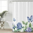 thumbnail image 6 of Shower Curtains Bue Hydrangea Bath Curtain Blue Butterfly Waterproof Bathroom Shower Curtain Set with Hooks Decoration 72 x 72 Inches, 6 of 7