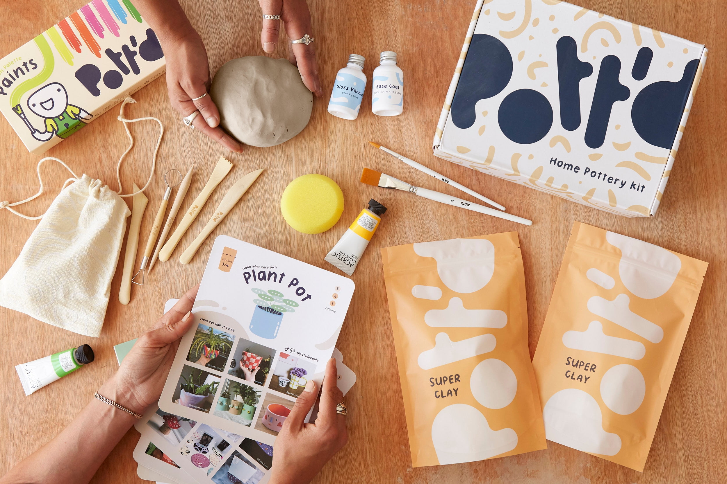 Pott'd Home Air Dry Clay Pottery Kit for Adults & Beginners