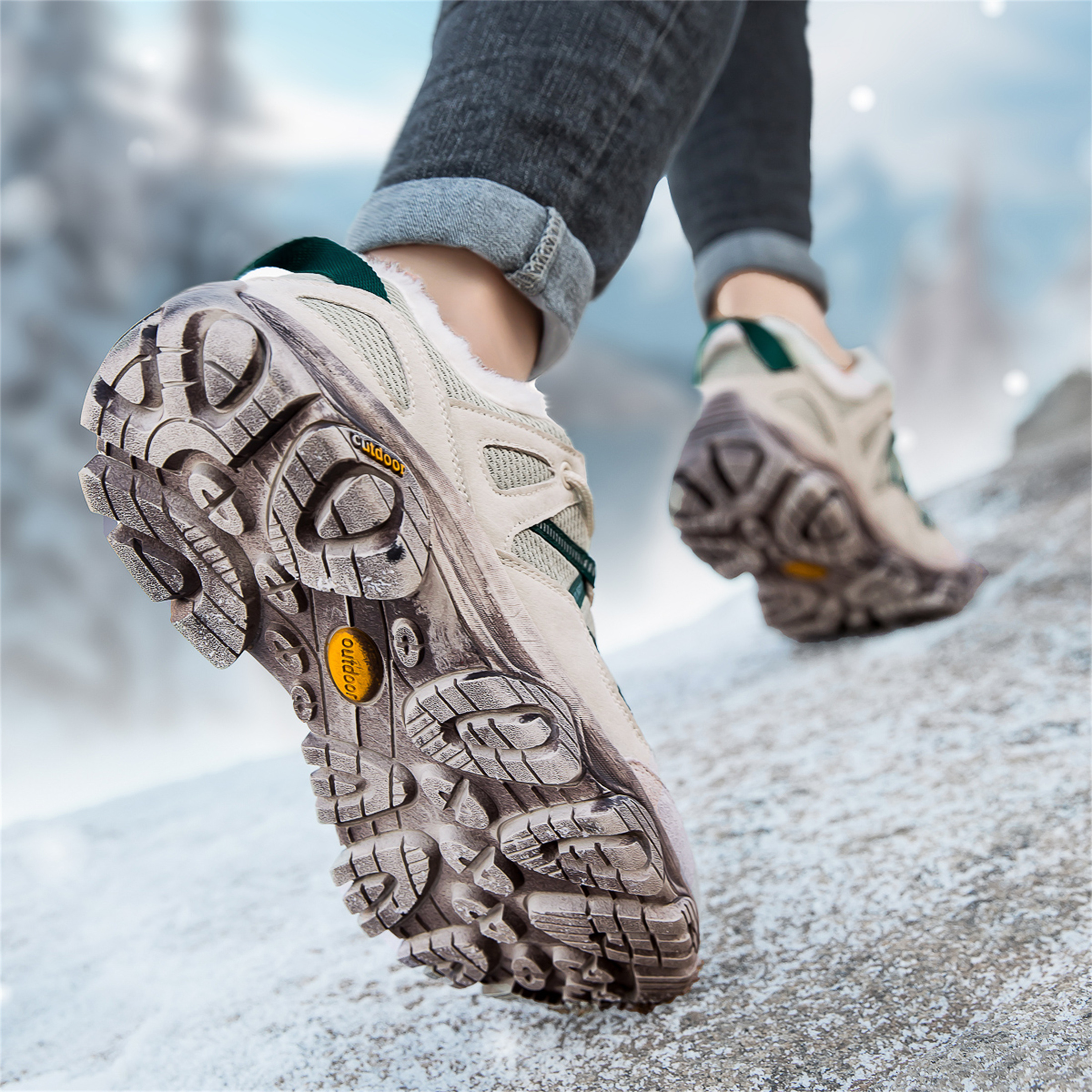 YOURDIARY Women Mens Winter Hiking Shoes Plush Snow Boots Comfortable Anti-Slip