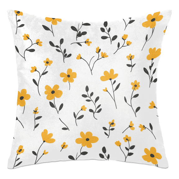 ADECORIVY Yellow Flower Throw Pillow Cover Decorative Pillow Cover 16x16 Inch Cushion Case Seasonal Floral Pillowcase for Couch Sofa Bed Living Room Home