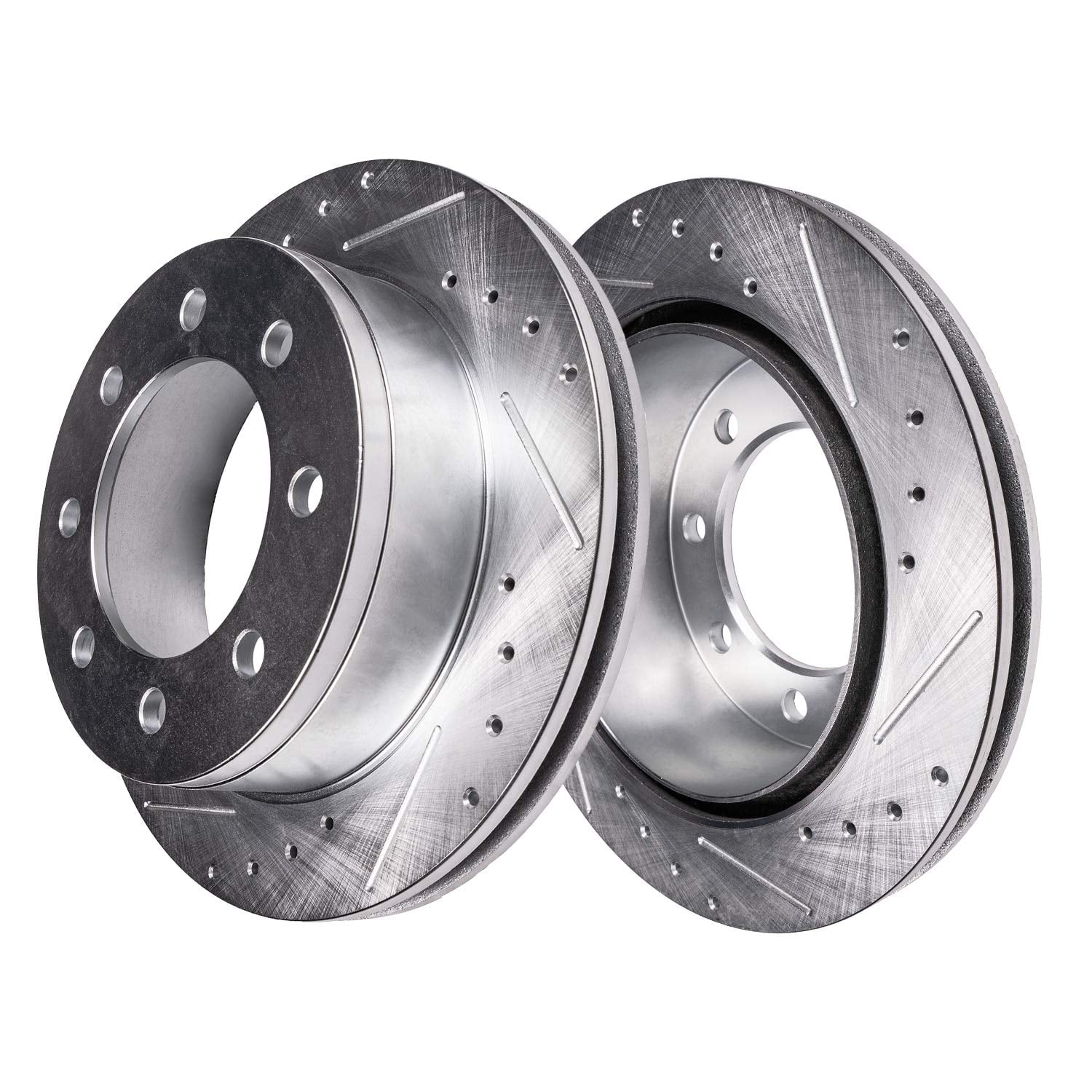 Detroit Axle - 8-Lug Brake Rotors for 2013-2022 Ford F-350 Super Duty, 2013-2016 F-450 Super Duty, 14.29" inch Front and Rear Drilled and Slotted Disc Brake Rotors Replacement