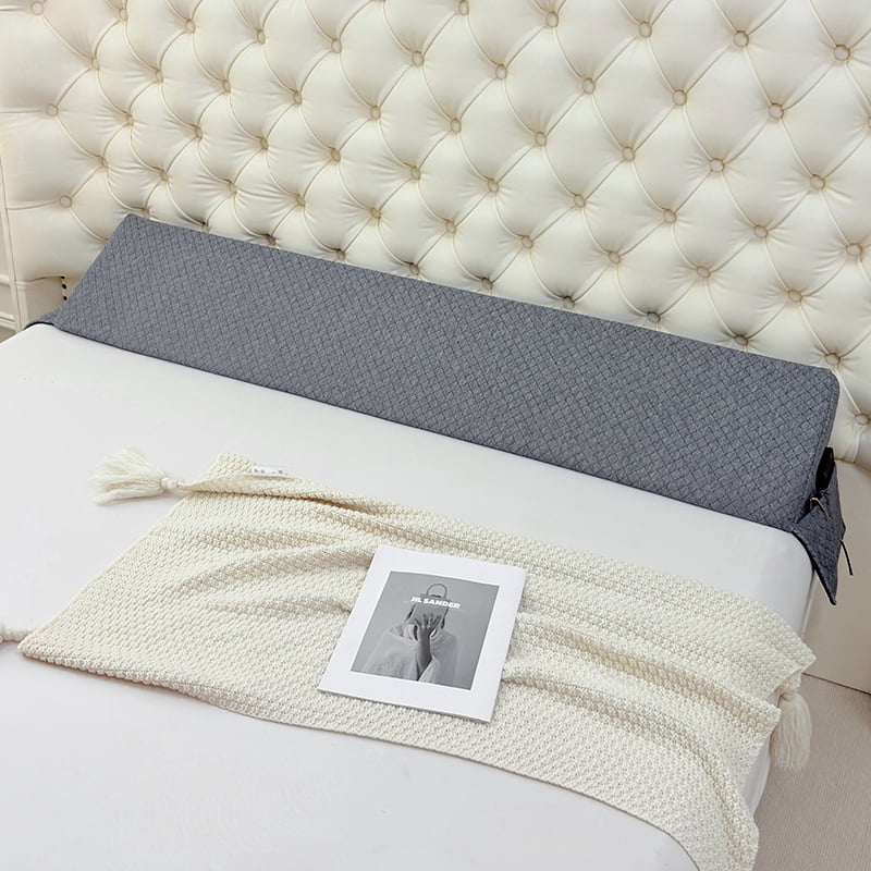 Extra Long Bed Wedge Pillow - Grey Twin Size Headboard & Mattice Gap Filler, Bed Bolster for Back Support, Dorm, RV, Hotel & Home Decor Must Haves