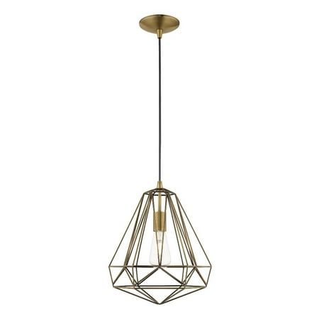 

1 Light Pendant in Geometric Style-18 inches Tall and 12.25 inches Wide-Antique Brass Finish Bailey Street Home 218-Bel-2944808