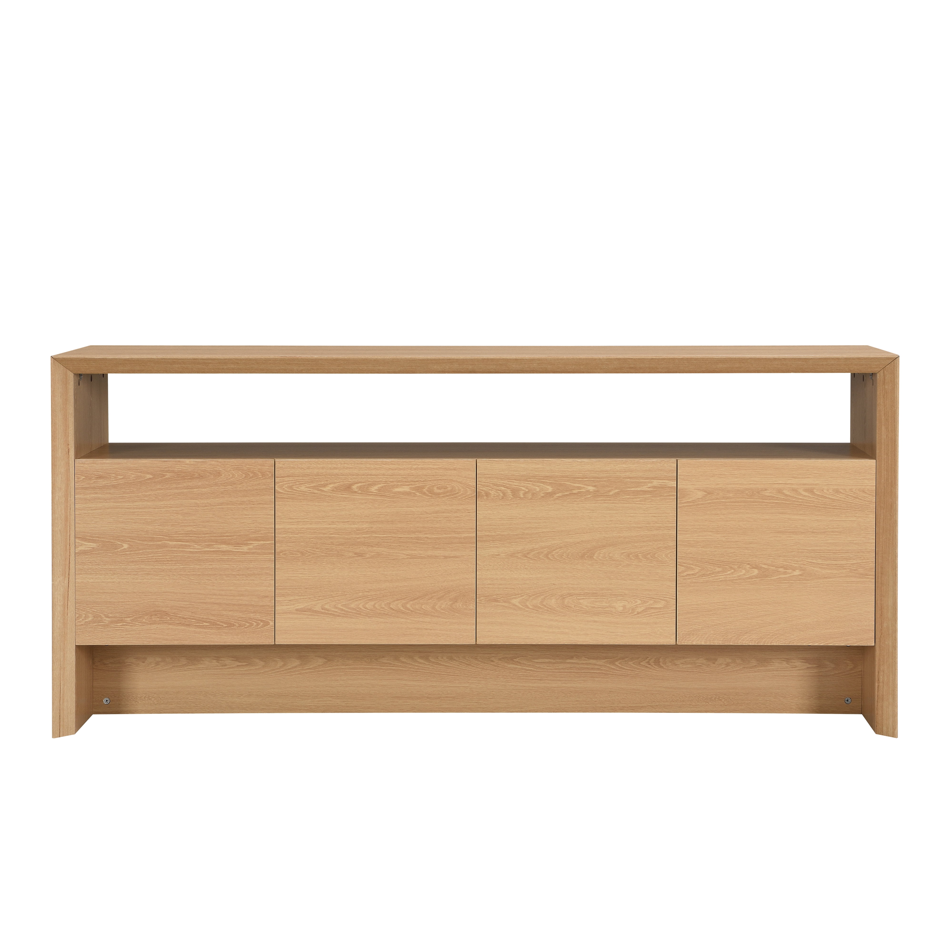 Euroco 68.7" Large Sideboard Buffet Cabinet with Storage, Mid Century Modern Coffee Bar Cabinet with Open Shelf for Kitchen Living Room,Entryway,Light Oak
