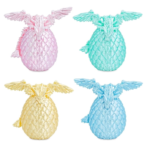 4PCS Dragon Eggs With Mini Dragon Inside 3D Printed Mystery Gifts Toys Set For Kids Boys Girls Easter Christmas Birthday Graduation Back To School Stocking Stuffer(Magic Pop)
