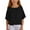 Black, variant on Coerni Girls Ruffle Tee Short Sleeve Summer Crewneck Kids Aesthetic T Shirts Plain Cropped Tops Loose Casual Loose Tshirt