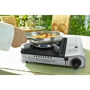 Chef Master 90235 Butane Countertop Stove 12,000 BTU, Professional Quality, Portable, with Carry Case, High Performance, Electronic Ignition, Brass Burner, Double Wind Guard, 1 Burner