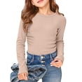 thumbnail image 5 of Yindaity Girl Long Sleeve Shirts Girls Long Sleeve Shirts Kids Crewneck T-Shirts Fall Tops Tees(Beige,13-14 Years), 5 of 7