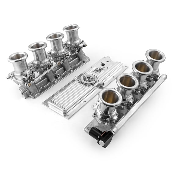 Speedmaster 1-148-042-02 Compatible with Chevy GM LS1 Downdraft EFI Stack Intake Manifold System Complete [Polished]