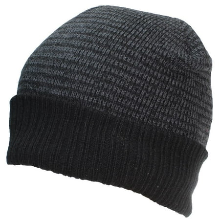 Best Winter Hats Adult Variegated Cuffed Rib Knit Beanie W/Faux Fur Liner -