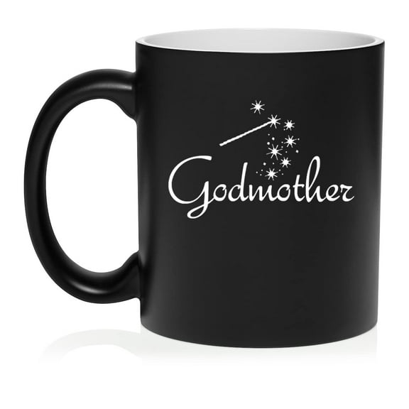 Godmother Ceramic Coffee Mug Tea Cup Gift for Her, Sister, Women, Family, Best Friend, Grandma, Cousin, Mom, Cute, Girlfriend, Wife, Mother’s Day, Baptism, Birthday, Housewarming (11oz Matte Black)