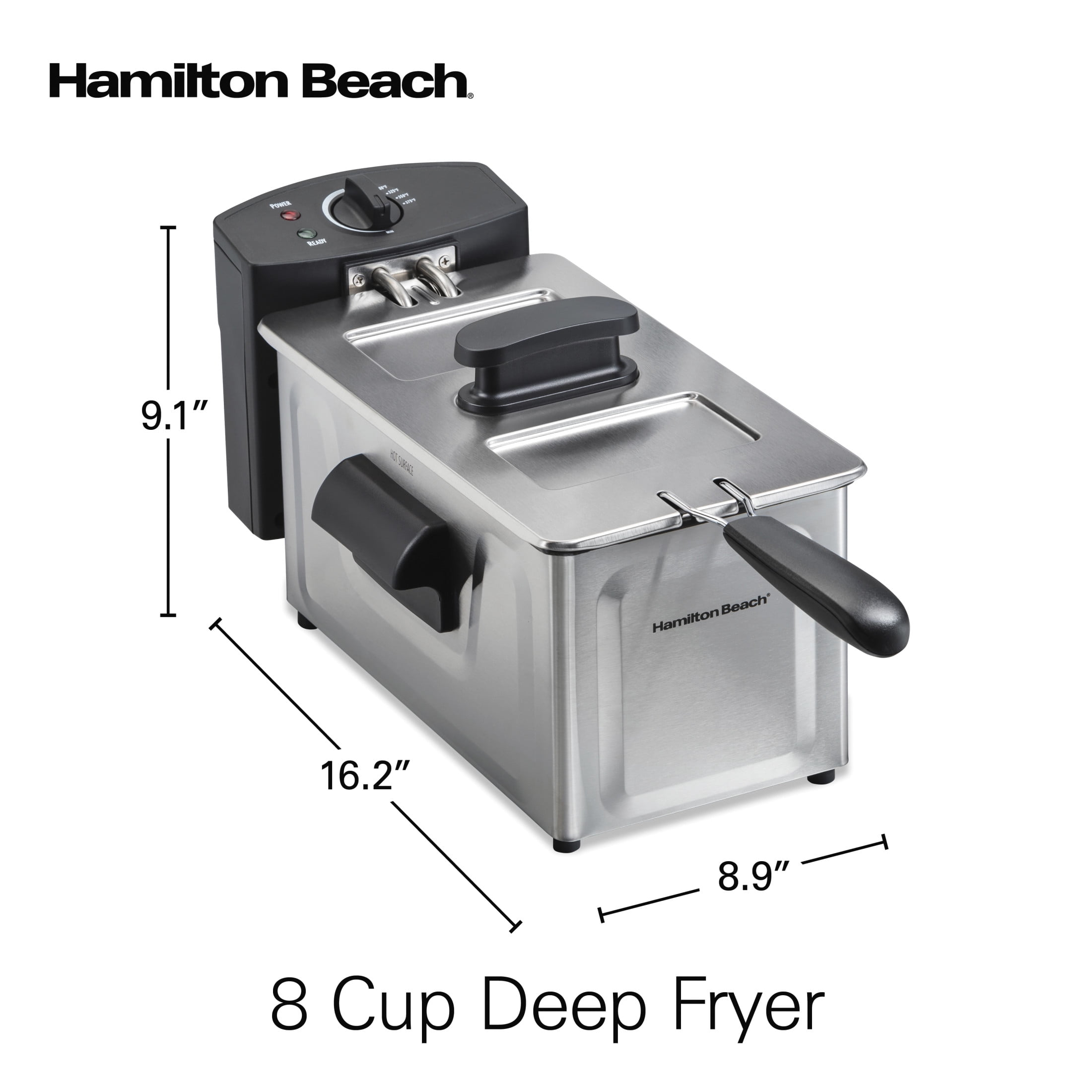 Hamilton Beach 8-Cup Electric Deep Fryer with Basket, Stainless Steel