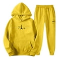 thumbnail image 2 of Men's Hooded Sweatshirt and Jogger Set, Casual Pullover Tracksuit with Letter Print, 2 Piece Outfit for Daily Wear, Gym, Running, Street, 2 of 4