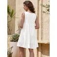 thumbnail image 3 of DARING DIVA Women's Gingham Flowy Swing Plaid Tiered Short Dresses S White, 3 of 6
