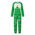 thumbnail image 2 of Elippeo Christmas Family Pajamas Matching Set Christmas Tree Print Raglan Long Sleeve Tops and Pants Loungewear Soft Sleepwear, 2 of 10
