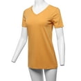 thumbnail image 5 of A2Y Women's Basic Solid Premium Cotton Short Sleeve V-neck T Shirt Tee Tops Ash Mustard 1XL, 5 of 6