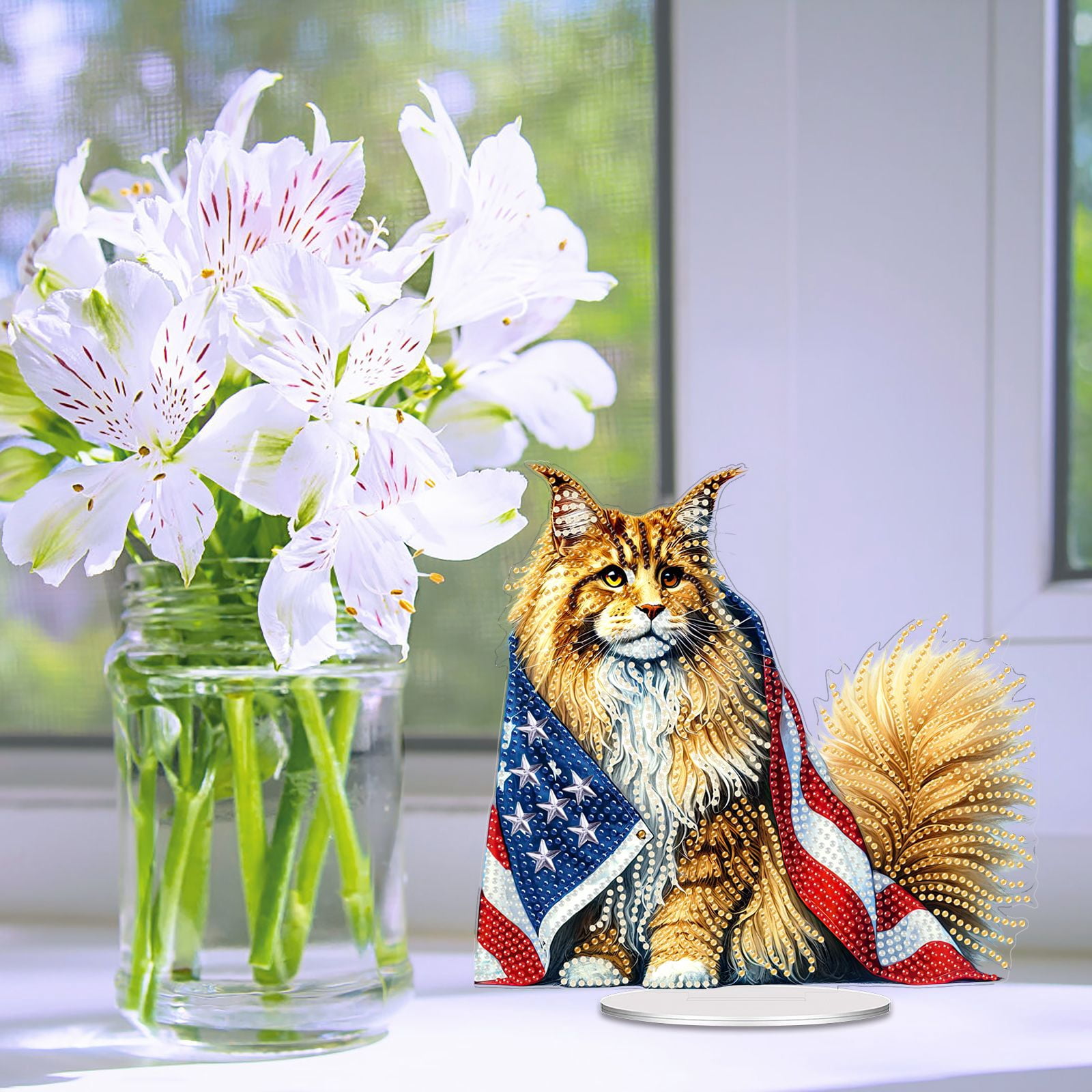 FLOPESN DIY Diamond Art Painting American Independence Day Creative，9.84*9.84in Animal Design,Add Festive Atmosphere Home Desktop Decorations