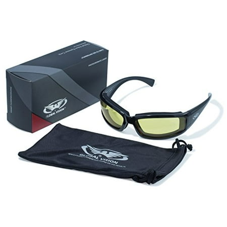 Series Casual Eyewear (Global Vision Eyewear 24 Stray Cat Series with Gloss Black Frames and Yellow Tint Anti-Fog Photochromic)