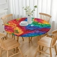 thumbnail image 3 of Colorful Tie Dye Pattern Round Fitted Tablecloth with Elastic Edge,Dining Table Cover Waterproof,Outdoor Round Tablecloth for Camping,Dining,Indoor and Outdoor, 3 of 7