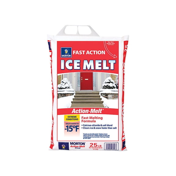 Morton Action-Melt Calcium Chloride Pet Friendly Pellet Ice Melt 25 lb. - Case Of: 1;