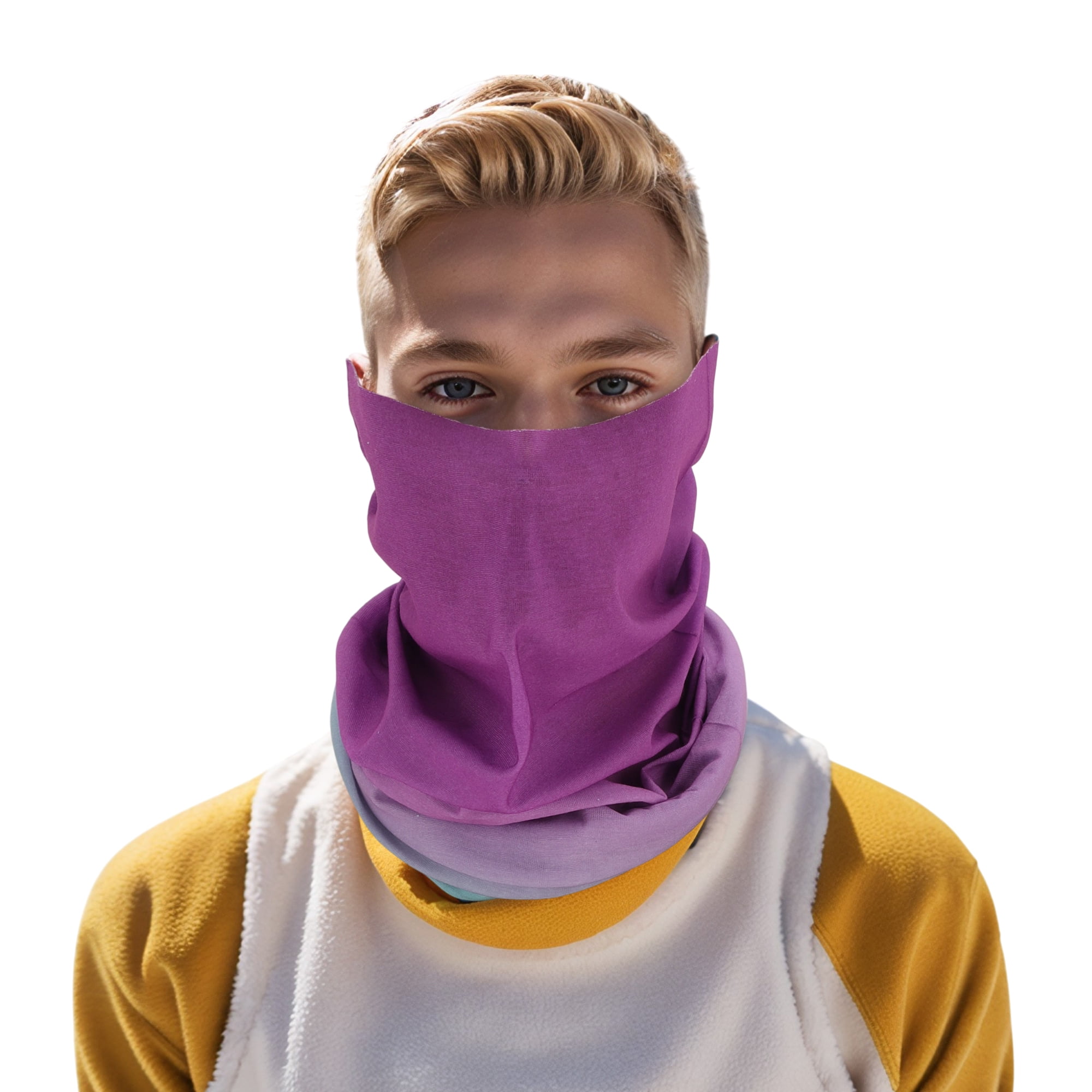 Unique Bargains Cooling Face Scarf Mask 1 Pc Purple, Green