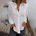 thumbnail image 2 of ibuvkizy Button Down Shirts for Women Long Sleeve Shirts for Women Fashionable Loose Solid Color Hollow Button Short Sleeved Round Neck Top/shirt,Gifts for Women, 2 of 8