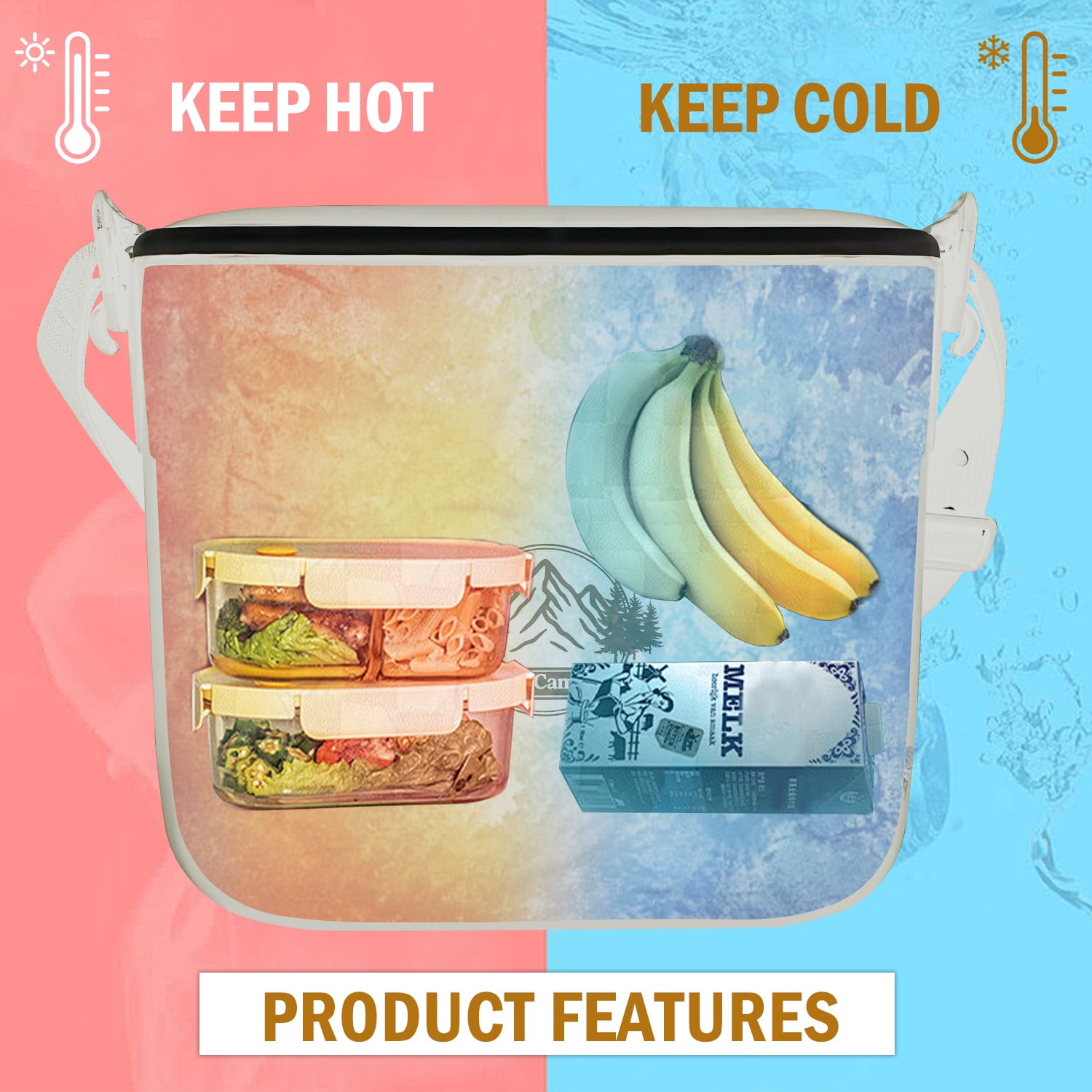 Vivicreate Portable Insulated Cooler Box with Adjustable Shoulder Strap, Small Hard Ice Chest for Camping, Picnic, Beach, Travel, Outdoor Food and Drink Storage
