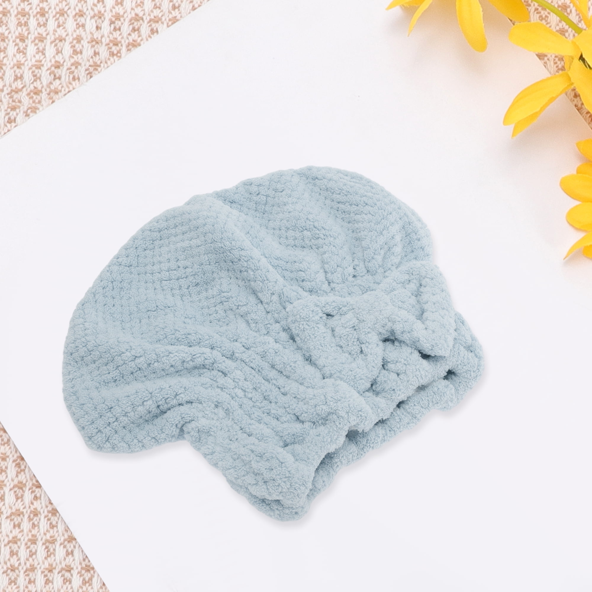 Unique Bargains 1pc Water-absorbent Quick Drying Bow Hair Towel 9.45"x 11.81" Gray Blue